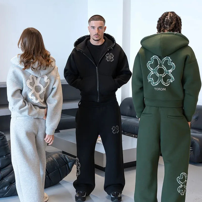 Streetwear Zipper - Ensemble survêtement homme printemps-automne, sweat à