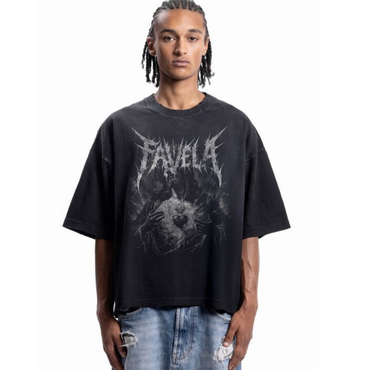 Streetwear Brand Heart - T-shirt en coton avec motif Sacré-Cœur