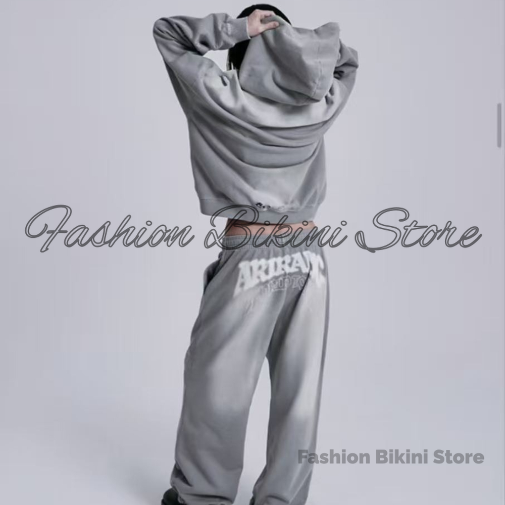 Streetwear Zipper - NOUVEAU Sweat à capuche gris délavé