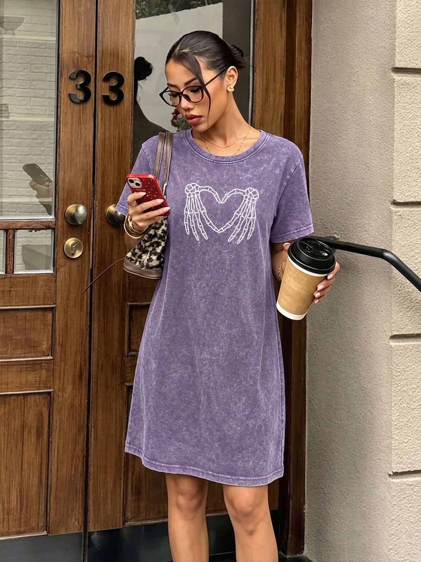 Streetwear Brand Heart - Robe T-shirt vintage délavée et vieillie
