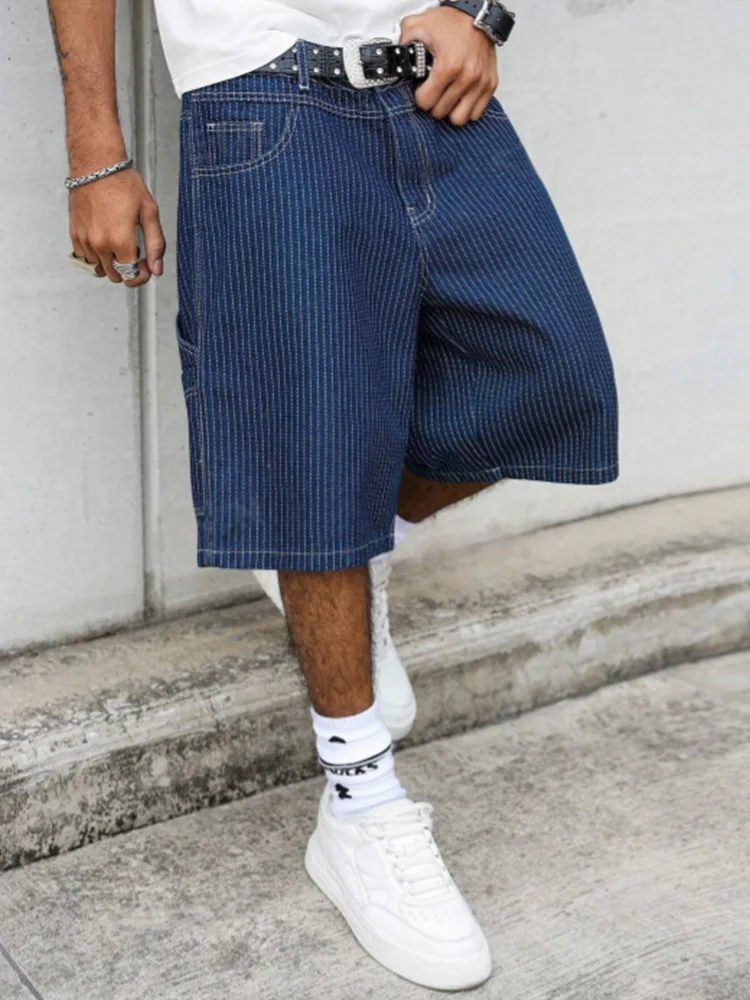 Streetwear Brand Shorts - Shorts en jean baggy à rayures