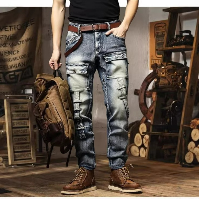 Pantalon droit délavé et vieil - Streetwear Brand America avis et prix