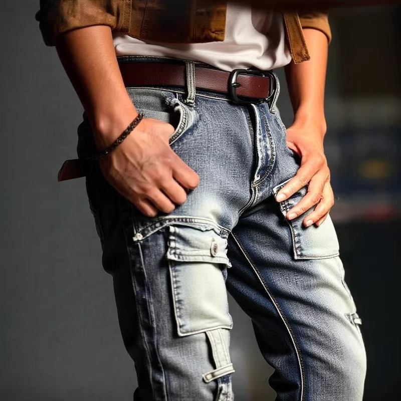 Pantalon droit délavé et vieil - Streetwear Brand America avis et prix