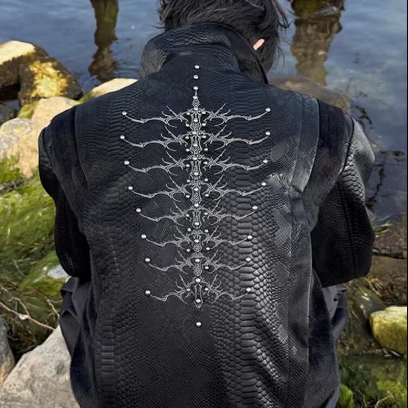 Veste noire pour homme à motif - Streetwear Zipper avis et prix