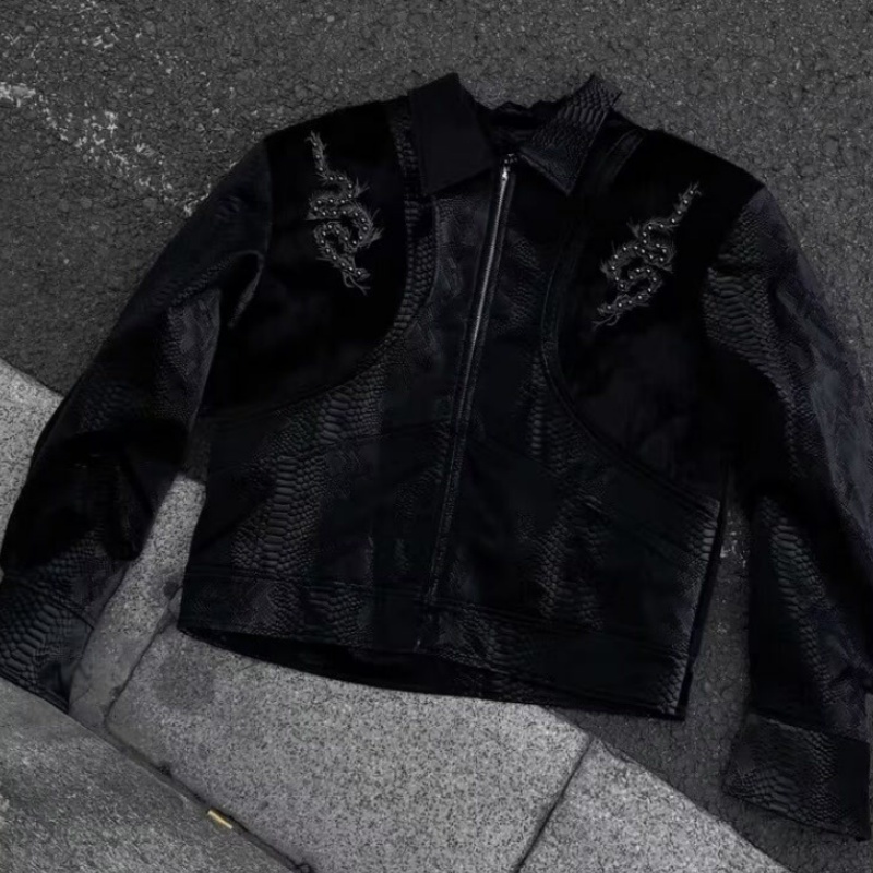 Veste noire pour homme à motif - Streetwear Zipper avis et prix