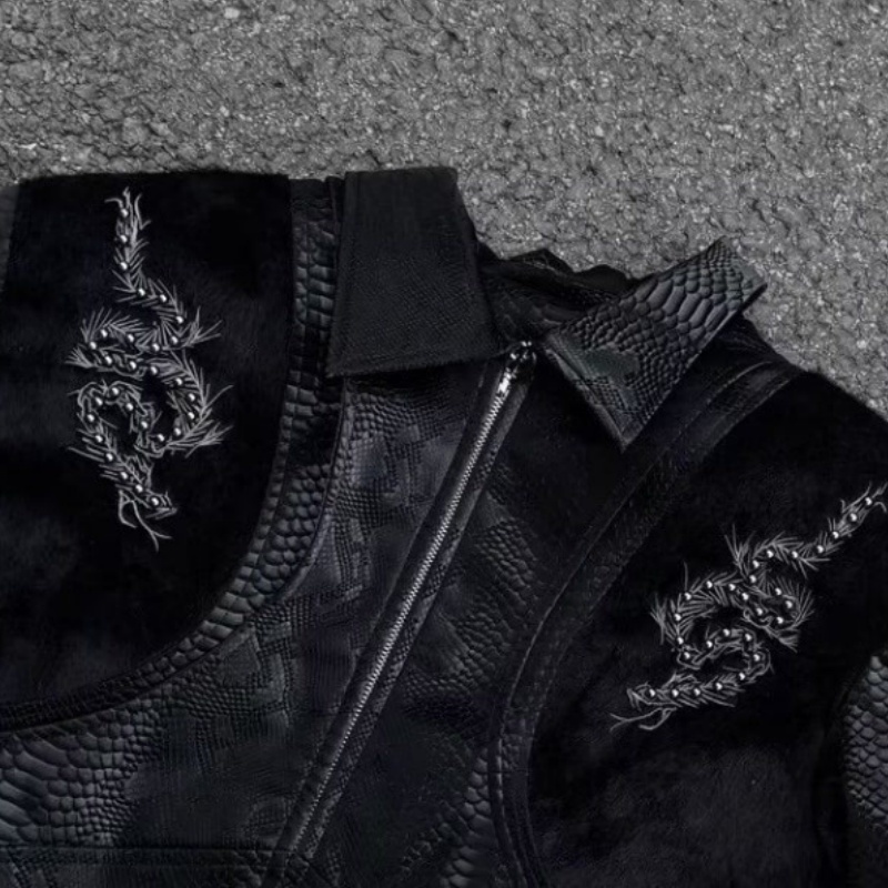 Veste noire pour homme à motif - Streetwear Zipper avis et prix
