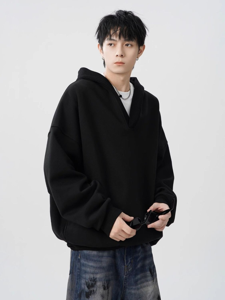 Sweat-shirt ample en coton uni - Streetwear Brand Aesthetic avis et prix