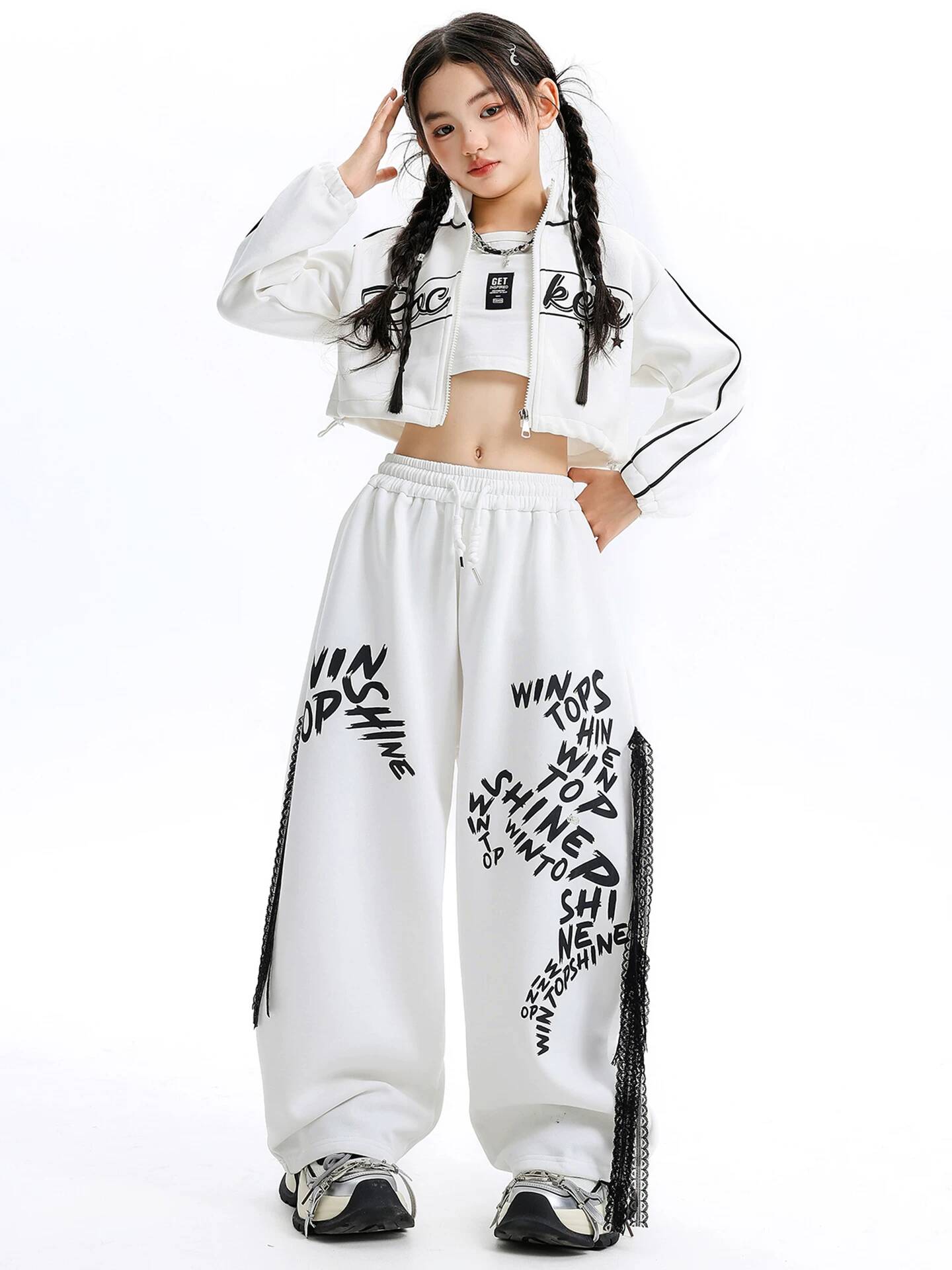 Tenue Hip Hop blanche avec imp - Streetwear Zipper avis et prix