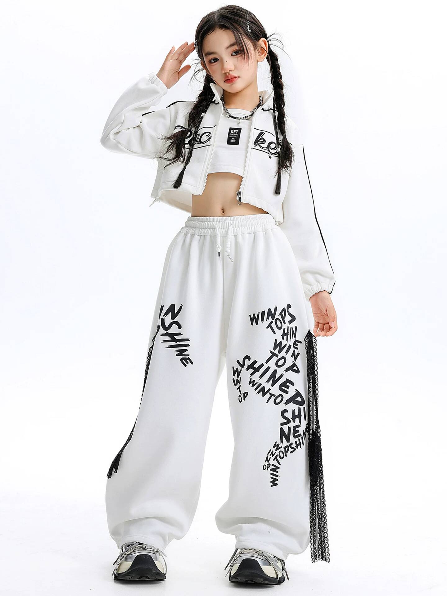 Tenue Hip Hop blanche avec imp - Streetwear Zipper avis et prix