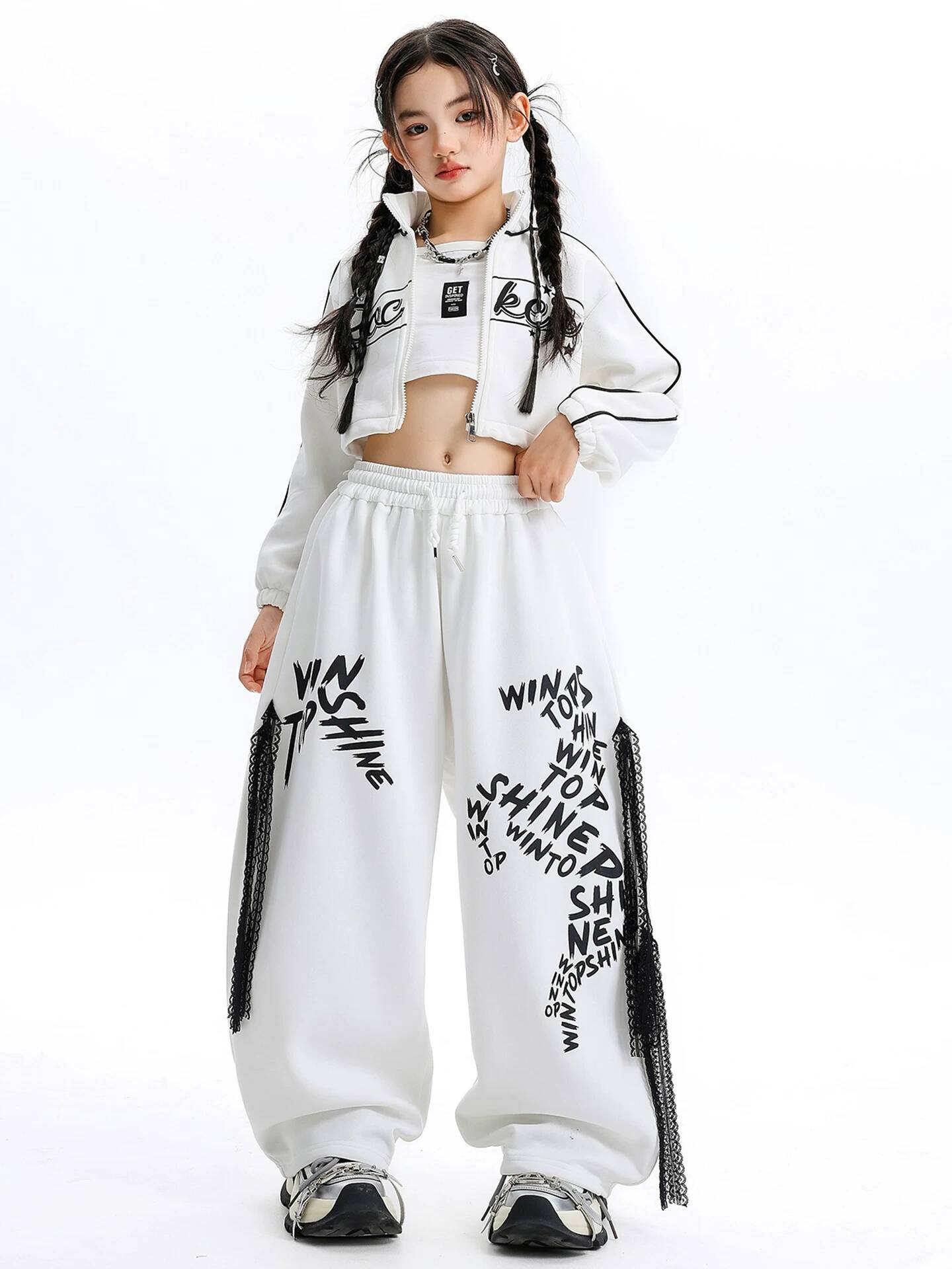 Tenue Hip Hop blanche avec imp - Streetwear Zipper avis et prix