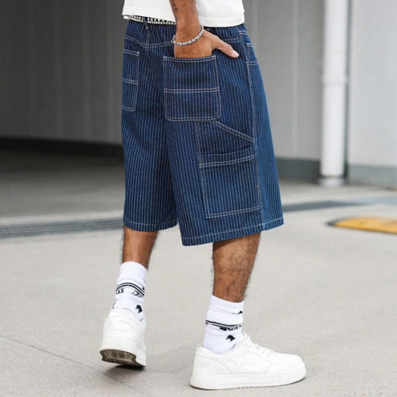 Shorts en jean baggy à rayures - Streetwear Brand Shorts avis et prix