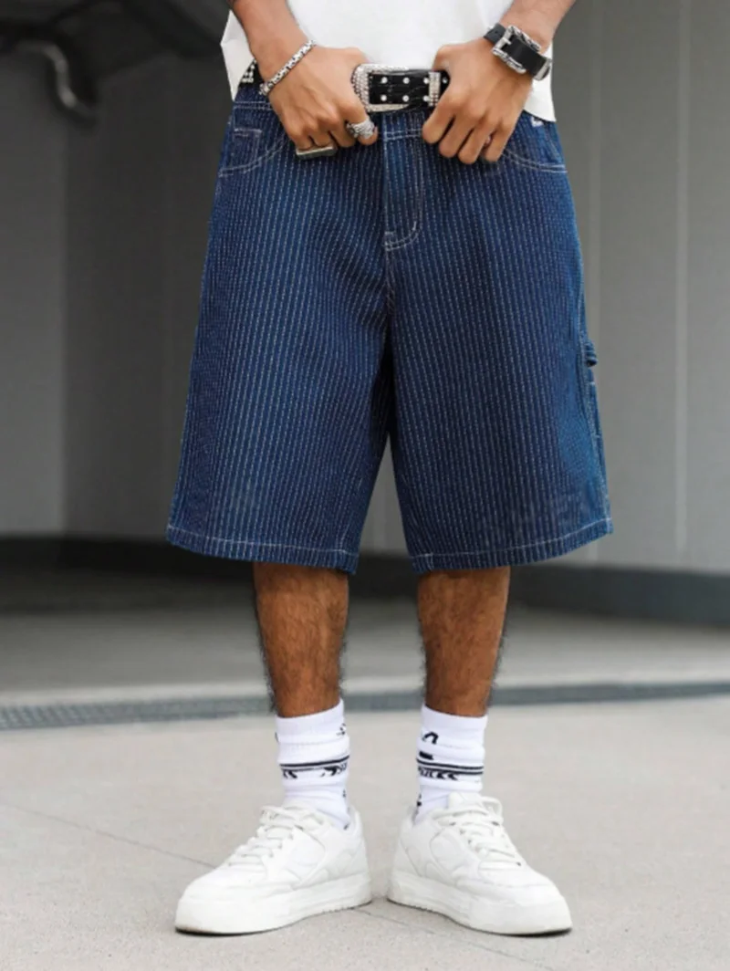 Shorts en jean baggy à rayures - Streetwear Brand Shorts avis et prix