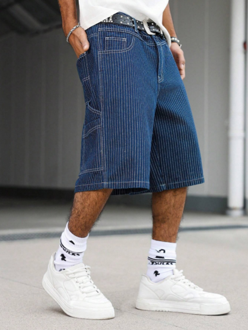 Shorts en jean baggy à rayures - Streetwear Brand Shorts avis et prix